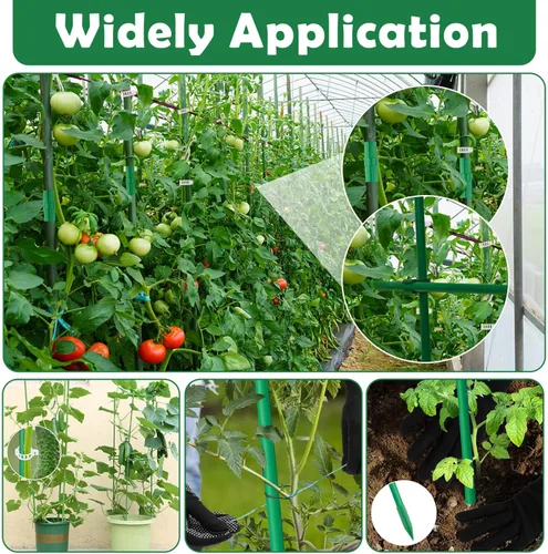 Miniatura 5 de Cludoo Juego de 94 estacas de jardín con 30 juegos de estacas de fibra de vidrio, soportes y accesorios, estacas de tomate de 4 pies, 5 pies, 6