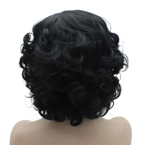 Miniatura 5 de MX angel Peluca de cabello sintético corto y rizado con encaje frontal