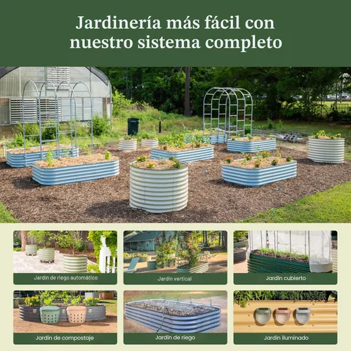 Miniatura 8 de Kits de cama de jardín elevada de Vego Garden, cama de plantador elevada modular de metal de 6 en 1 de 17" de altura para verduras, flores, caja
