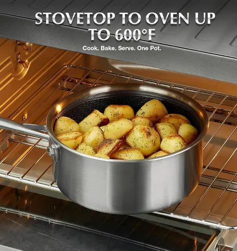 Miniatura 5 de KOCH SYSTEME CS Triply Stainless Steel Cookware Set 6 Piece, Nonstick Hybrid Pots Set 2QT & 3QT & 8QT, Kitchen Cookware Set with Honeycomb