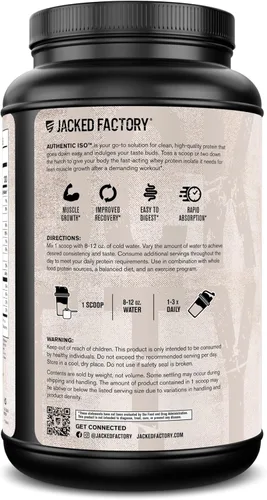 Miniatura 8 de Jacked Factory Auténtico polvo aislado de proteína de suero ISO, bajo en carbohidratos, proteína de construcción muscular sin OMG sin rellenos