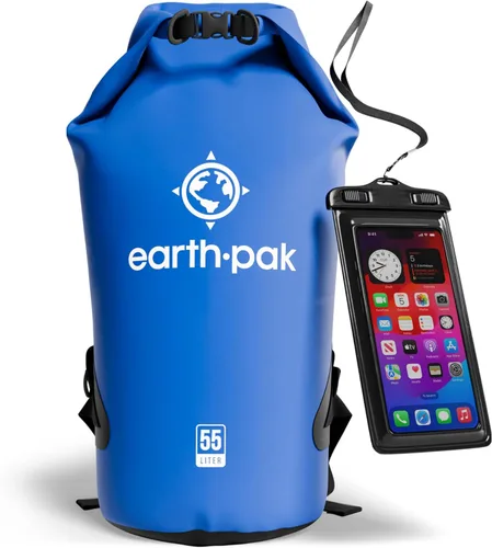 Miniatura 54 de Earth Pak Bolsa Seca Impermeable - Mochila Impermeable de Cierre Enrollable Superior Mantiene el Equipo Seco para Kayak con Funda Impermeable