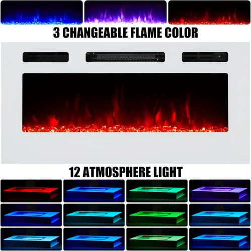 Miniatura 2 de AMERLIFE - Soporte de TV con chimenea, centro de entretenimiento con luz LED y chimenea eléctrica de 36 pulgadas, soporte de entretenimiento moderno