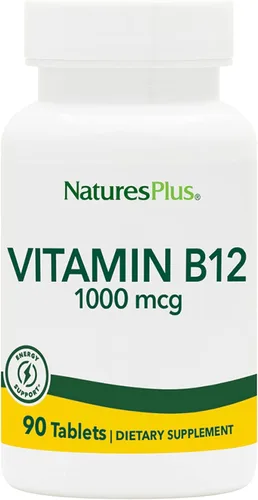 NaturesPlus Vitamina B12 1000 mcg - 90 tabletas - Apoyo energético y de salud inmunológica - Sin gluten, vegetariano - 90 porciones