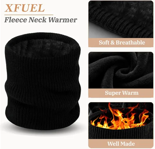 Miniatura 3 de Calentador de Cuello de Invierno para Hombres y Mujeres, Polaina de Cuello de Forro Polar Tejido, Cubierta Facial a Prueba de Viento para Clima