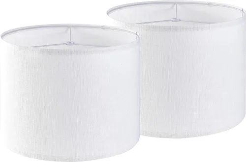 Miniatura 11 de GO&SO Pantallas de Lámpara de Tambor Medianas de Lino Natural de 13" Superior x 13" Inferior x 10" de Alto (Spider) Pantalla Moderna Beige Gris