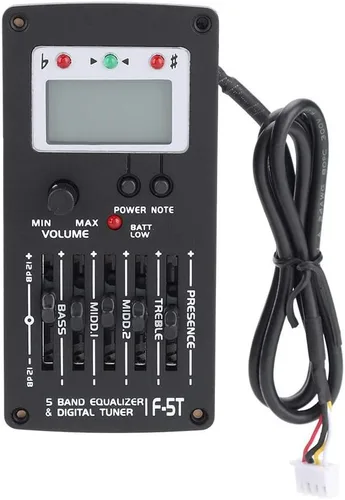 Miniatura 5 de Ecualizador de guitarra de 5 bandas, F-5T EQ ecualizador Pickup Tuner para guitarra acústica instrumento musical
