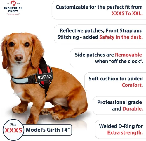Miniatura 4 de Arnés Industrial Puppy para perros con correas y asa, y chaleco con parche reflectante, en un cómodo diseño de malla, Bright Red 2-Rojo Brillante