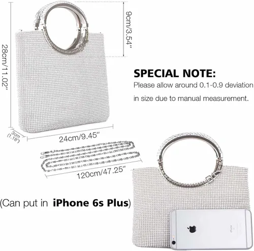 Miniatura 6 de KISSCHIC Bolsos de embrague para mujer bolso de cristal Rhinestone noche embrague bolsas para fiesta boda
