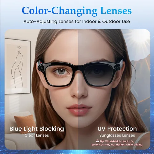 Miniatura 6 de Lentes inteligentes AI con cámara de 8 MP, grabación de video de 1080P y fotos HD para hombres y mujeres, gafas Bluetooth de audio de oído abierto