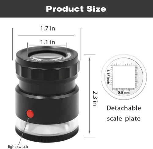 Miniatura 7 de 10 lupas de lupa recargables con luces UV y LED, lazo iluminado para ojos ajustable, lupa de joyería con escala de retícula desmontable