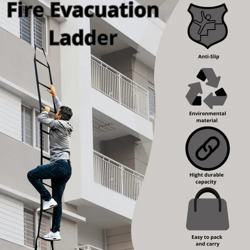 Miniatura 3 de Escalera de escape de incendios reutilizable de 3 pisos de 24 pies Escaleras de escape fabricadas en Estados Unidos para hogares de 3 pisos