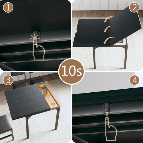 Miniatura 4 de Juego de mesa de comedor de 7 piezas para 4-6, sillas extensibles para mesa de cocina, juego de 6 con 6 sillas, mesa de comedor rectangular
