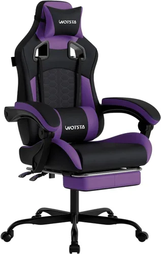 Miniatura 14 de Silla de juegos con reposapiés, sillas de juegos de cuero de PVC ergonómica, silla de jugadores de oficina, reposacabezas soporte lumbar