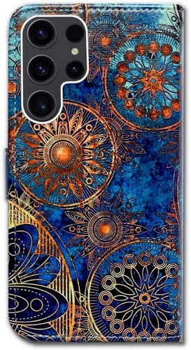 Miniatura 7 de Bcov Funda para Galaxy S23 Ultra, magníficos colores circulares Mandala Funda de cuero con tapa para teléfono con ranura para tarjeta Soporte