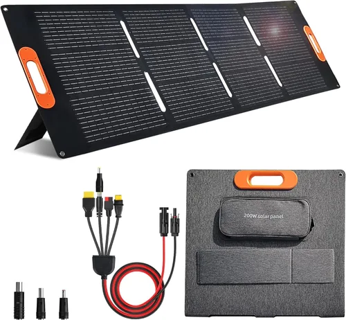 Panel solar de 200 vatios, panel solar de 200 W, para generador de estación de energía, cargador con salida MC4, conector de CC 3 en 1, 23.5% de