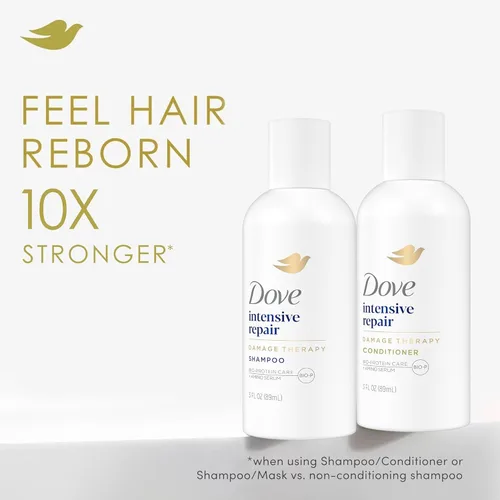 Miniatura 3 de Set de Champú y Acondicionador Dove Travel Essentials – Soluciones Nutritivas Dove de Reparación Intensiva para Cabello Dañado, 3 Oz Cada