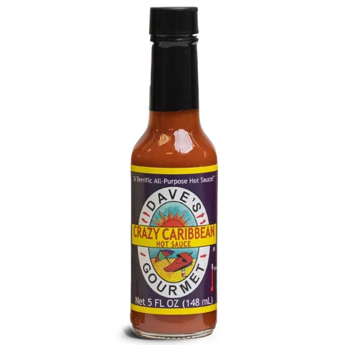 Dave's Gourmet Crazy Caribbean Hot Sauce - Mezcla de habanero y pimienta tabasco, ideal para alas, mariscos y alimentos fritos, salsa picante