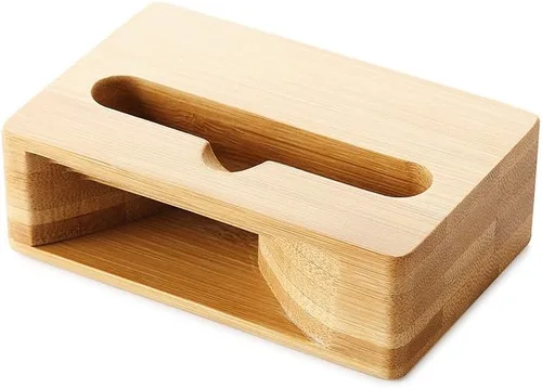 Miniatura 5 de Fanshu - Amplificador de soporte para teléfono celular, soporte universal portátil de madera para teléfono celular, soporte de cama de bambú