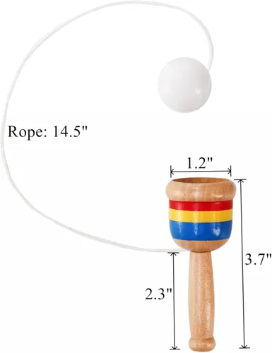 Miniatura 2 de Cididu Juego de 12 pelotas de madera para atrapar, mini pelota de madera con taza de cuerda, juguetes vintage para niños, novedosos juegos de fiesta