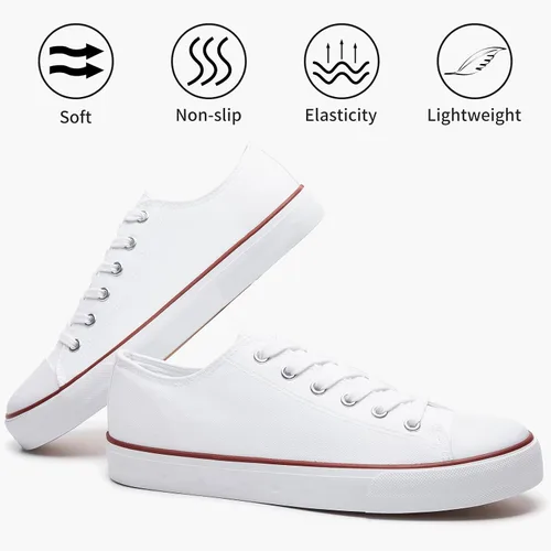 Miniatura 3 de yageyan Zapatos bajos de lona para hombre Zapatillas casuales clásicas Zapatos de moda en blanco y negro
