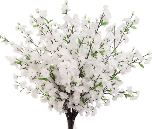 Miniatura 12 de Larksilk Rama de flor de cerezo rosa lavanda de 36 pulgadas, tallo de Sakura artificial alto para jarrones de suelo, arcos de boda y decoración