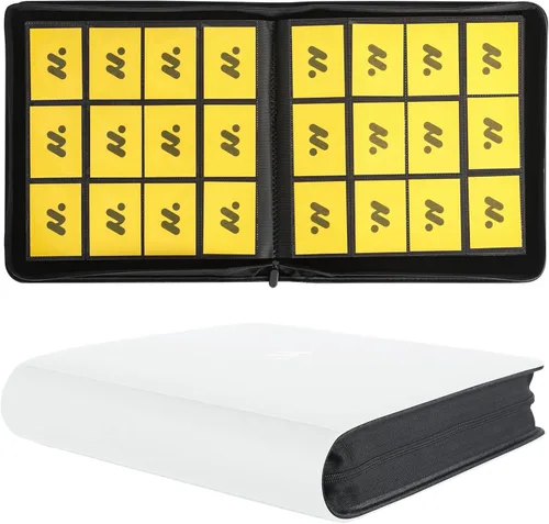 Miniatura 22 de Carpeta de tarjetas con 12 bolsillos, carpeta de tarjetas intercambiables con capacidad para hasta 1200 tarjetas con 50 fundas, álbum con cremallera