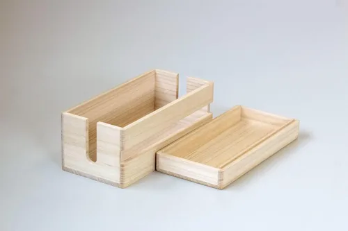 Miniatura 5 de 2 Set of Masuda Paulownia Wood Cable Management Box – Handmade Wooden Cord Organizer for Power Strips, Routers, Chargers – Eco-Friendly Desktop