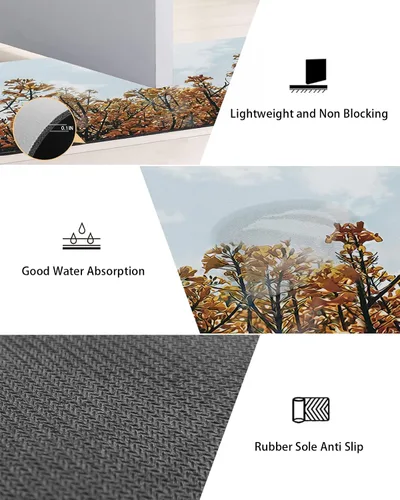 Miniatura 2 de Tapete de baño para bañera y hojas de flores de otoño, antideslizante, de secado rápido y absorbente, tierra de diatomeas, fregadero, dormitorio