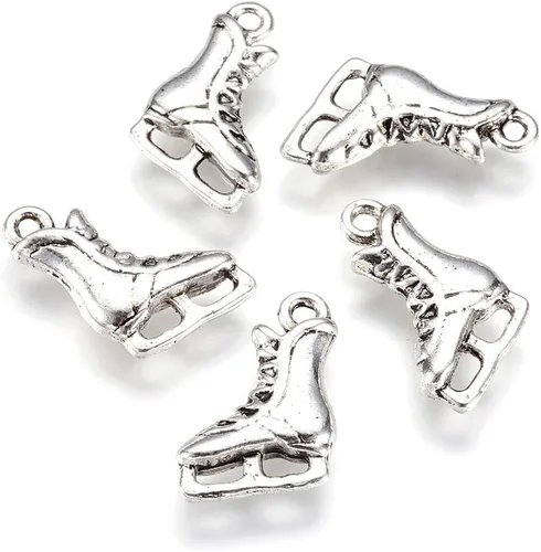 Miniatura 9 de Craftdady Colgantes de plata antigua para zapatos deportivos de metal 3D para pulseras, collares, joyería Bota vaquera de plata antigua
