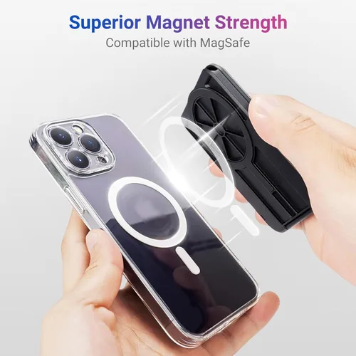 Miniatura 2 de PROfezzion 2 en 1 para soporte de cartera MagSafe, tarjetero magnético con bloqueo RFID, compatible con 4 tarjetas, cartera rígida resistente
