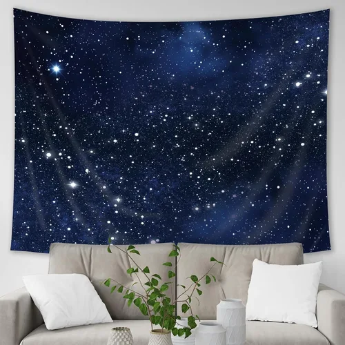 Miniatura 2 de Imirell Tapiz de estrellas de cielo nocturno para colgar en la pared, color azul oscuro, estrellado cósmico, 78 pulgadas de ancho x 59 pulgadas
