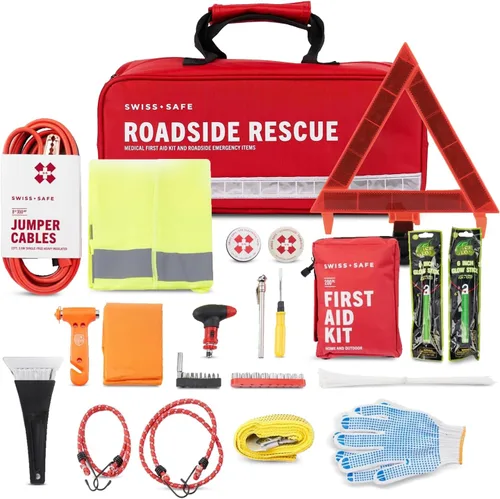 Swiss Safe Kit de primeros auxilios 2 en 1 para automóvil, viajes y hogar, negocios – Mini kit adicional para ayuda de emergencia médica,