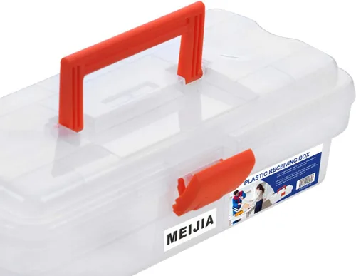 Miniatura 8 de MEIJIA Caja de almacenamiento portátil de herramientas, organizadores con pestillos plegables (negro y naranja) (12 x 5.9 x 3.94 pulgadas)