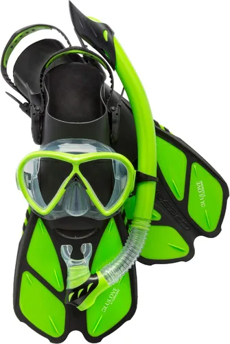 Cressi Juego de snorkel para adultos (máscara, esnórquel, aletas ajustables) ideal para viajes, equipo ligero y colorido | Bonete Set