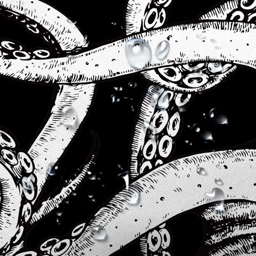 Miniatura 4 de Octopus Decor - Cortina de ducha para caravana, remolque, baño, divertido juego de cortinas de ducha pequeñas y estrechas de tela en blanco y negro