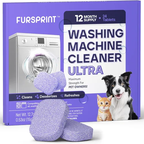 Tabletas limpiadoras para lavadora Ultra - Fórmula 40% más fuerte: diseñadas para dueños de mascotas, elimina residuos, suciedad y olores,