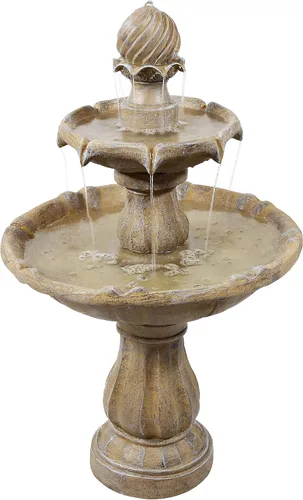 Miniatura 12 de Sunnydaze Fuente de agua solar de 2 niveles de 35 pulgadas con respaldo de batería, bomba sumergible, resina y fibra de vidrio, color negro