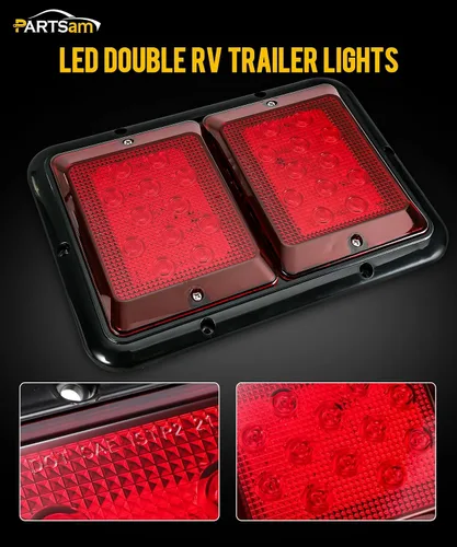 Miniatura 2 de Partsam 2X Luces Traseras Dobles para RV, Camión Camper y Remolque, 24-2835 LED, Montaje en Superficie Horizontal y Vertical, Luz Trasera Roja, Rojo