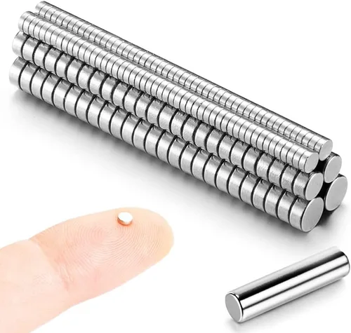 Miniatura 10 de 300 imanes pequeños de 0.118 x 0.039 in (tamaño real), pequeños imanes redondos pequeños para impresión 3D, modelos pequeños en miniatura, vienen