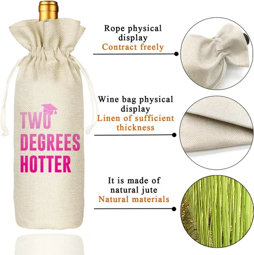 Miniatura 3 de Graduación dos grados más caliente, divertida bolsa de vino bonita, regalo de graduación universitaria para él, para él, para ella, felicitaciones