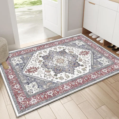 Miniatura 34 de OPPODREAM Alfombras suaves, pequeñas y lavables con parte trasera antideslizante, alfombra de cachemira sintética de pelo bajo, 2 x 3 pies, azul