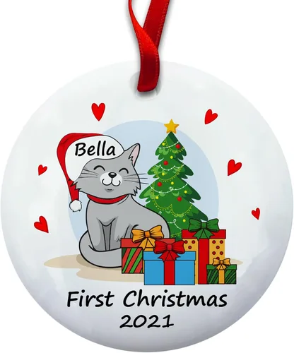 Miniatura 7 de Adorno personalizado de gato negro para la primera Navidad, nuevo adorno de gato negro