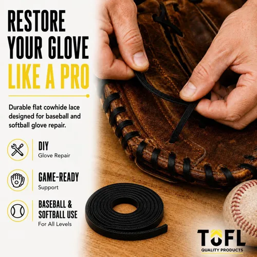 Miniatura 5 de TOFL 72" Baseball Glove Lace Strips - Flat Shaped Cowhide Leather Lacing for Gloves, Mitts & DIY Repair