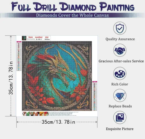 Miniatura 4 de RYMILIE Kits de Pintura de Diamantes para Adultos - Paquete de 4 Dragón Kits de Arte de Diamantes 5D DIY Taladro Completo Pinturas de Puntos