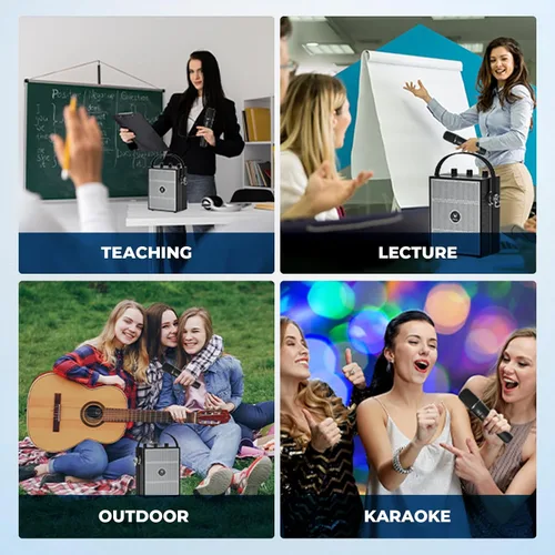 Miniatura 8 de Amplificador de voz inalámbrico con micrófono de mano, altavoces con micrófono Bluetooth portátiles para profesores y eventos, micrófono de karaoke