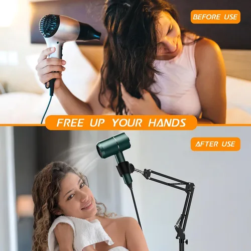 Miniatura 2 de Soporte para Secador de Pelo, Altura Ajustable de 1.68M, Soporte para Secador de Manos Libres con Base Pesada, Rotación de 360 Grados, Funciona