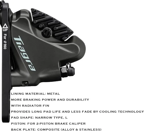 Miniatura 2 de L03A Pastillas de freno de metal con aleta de refrigeración, compatibles con Shimano DEORE XT M8100, SLX M7100, DURA-ACE R9150, ULTEGRA R8050