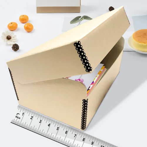 Miniatura 3 de Lineco, Caja de fotos con tapa con bisagras color tostado de 5.5 x 7.75 x 12 pulgadas, libre de ácidos. Capacidad para hasta 1100 fotos de 4 x 6 o 5
