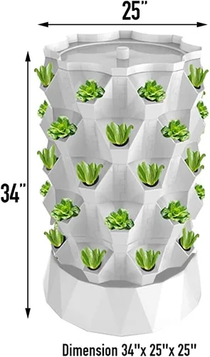 Miniatura 6 de Sistema de cultivo hidropónico de 40 macetas para acuaponía, torre de jardín, kit de cultivo aeropónico para interiores y exteriores, hierbas